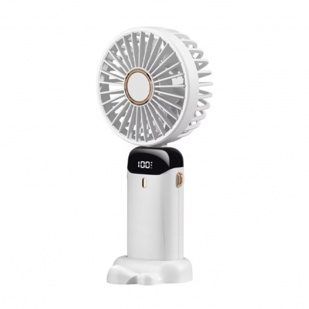 Ventilator Ultra Portabil cu Aromaterapie, Flippy, 3 in 1, de Mana, de Birou, de Gat, 5 Trepte de Viteza, Incarcare USB, Autonomie 12h, Pliabil, cu Ecran LCD, Alb [7]