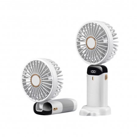 Ventilator Ultra Portabil cu Aromaterapie, Flippy, 3 in 1, de Mana, de Birou, de Gat, 5 Trepte de Viteza, Incarcare USB, Autonomie 12h, Pliabil, cu Ecran LCD, Alb [6]