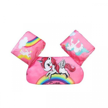 Jucarii, Copii & Bebe - Vesta de salvare pentru copii cu aripioare de inot, Flippy, Roz, Model unicorn