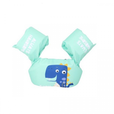 Jucarii, Copii & Bebe - Vesta de salvare pentru copii cu aripioare de inot, Flippy, Verde, Model dragon