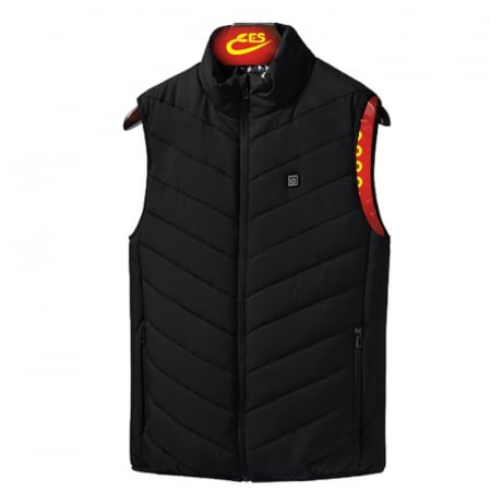 Pentru Casa si Camping - Vesta Inteligenta Incalzita, Flippy, Unisex, 2 Zone de Incalzire, Umplutura Bumbac, 3 Trepte de Temperatura, Incarcare USB, Negru, sub 100 kg, Marime S