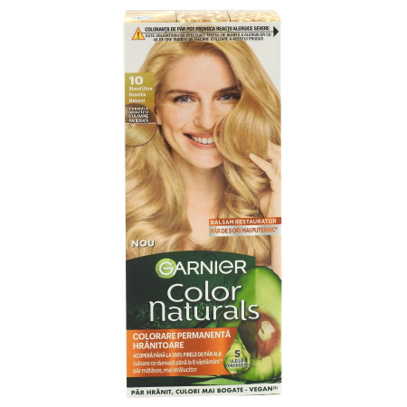 Sub 99 Lei - Vopsea pentru Par, Garnier Color Naturals, 10 Blond Ultra Dechis Natural