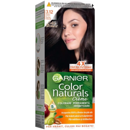 Sub 99 Lei - Vopsea pentru Par, Garnier Color Naturals, 3.12 Saten Inchis Glacial