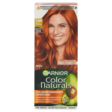 Sub 99 Lei - Vopsea pentru Par, Garnier Color Naturals, 7/40, Nuanta de Cupru Pasional