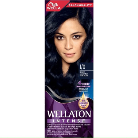 Sub 99 Lei - Vopsea pentru Par, Wellaton, 1/0 Negru Albastrui