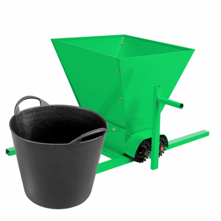 Zdrobitor de struguri manual tamburi din poliamida tratata pentru uz alimentar, 180 kg/h + Cos flexibil cauciuc negru 26 L [0]