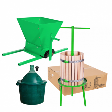 Zdrobitor de struguri manual + Teasc pentru struguri 40 L + Damigeana cu cos si dop 5 L [0]