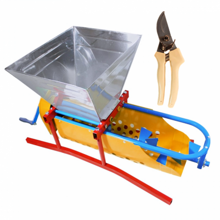 Zdrobitor desciorchinator manual de struguri Micul Fermier, cuva 20 litri, 300 kg/h + Foarfeca vie YETI [0]