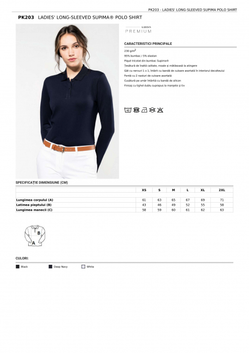 TRICOU POLO CU MANECA LUNGA KARIBAN SUPIMA DAMA [1]