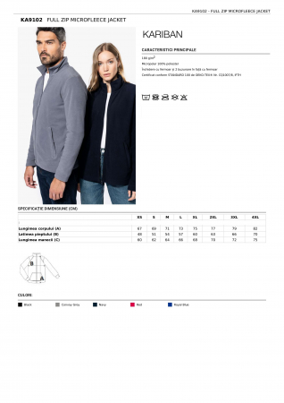POLARE & SOFTSHELL - JACHETA MICROFLEECE UNISEX CU FERMOAR COMPLET