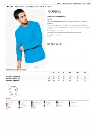 TRICOURI - TRICOU CU MANECA LUNGA KARIBAN CREW NECK