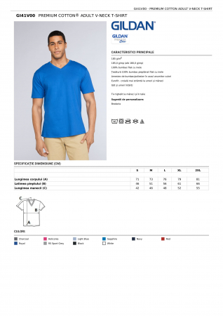 TRICOURI - TRICOU GILDAN V-NECK PREMIUM COTTON