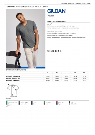 TRICOURI - TRICOU GILDAN  V-NECK SOFTSTYLE