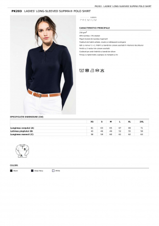 TRICOURI POLO - TRICOU POLO CU MANECA LUNGA KARIBAN SUPIMA DAMA