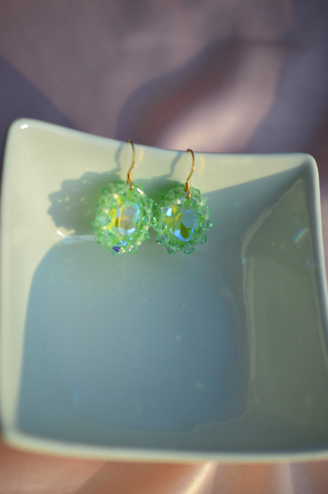 Cercei cu Cristale - Mint Green [3]
