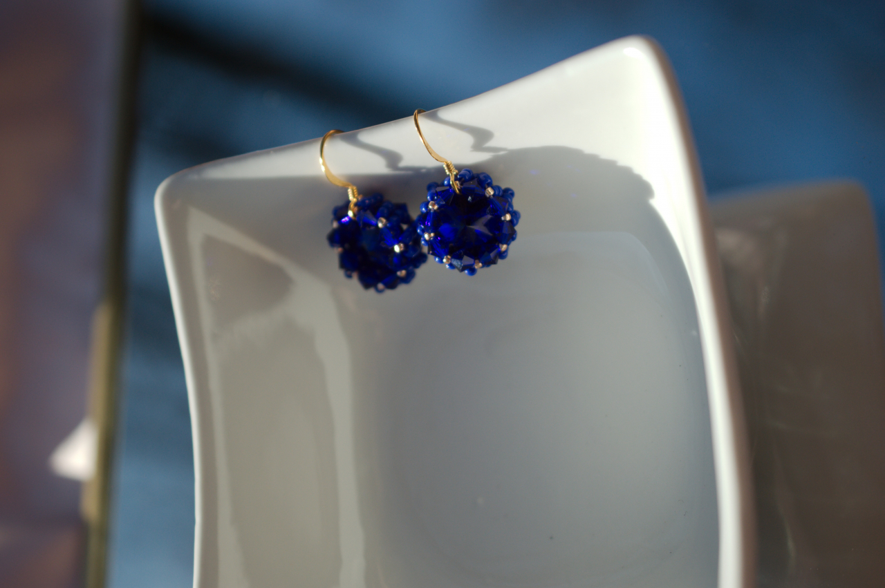 Cercei cu Cristale - navy blue [1]