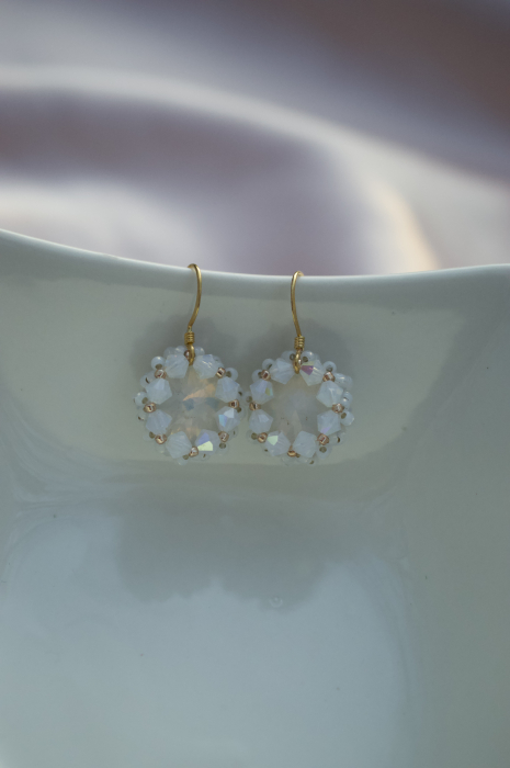 Cercei cu Cristale  - White Opal [2]