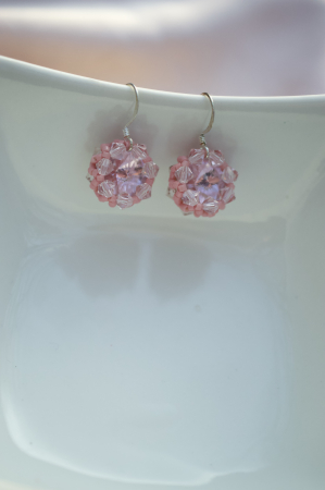 Cercei Statement - Cercei cu Cristale - Light Pink