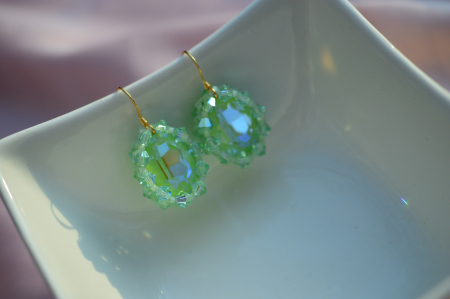 Cercei cu Cristale - Mint Green [4]