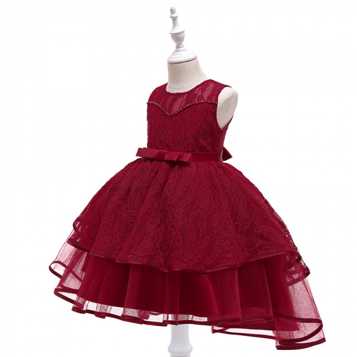 Rochie elegantă fetiță burgundy – dantelă & tulle [1]