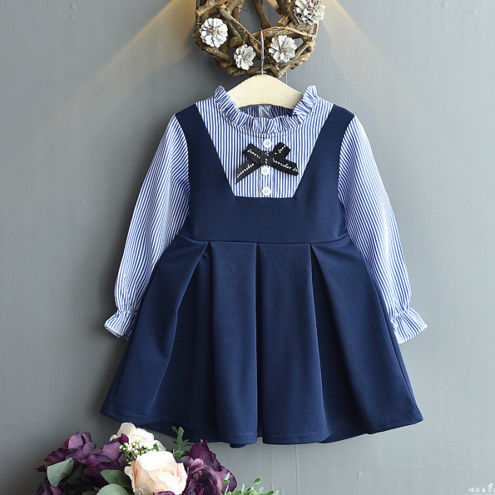 Rochie Fetițe Tip Uniformă – Mânecă Lungă, Material Moale [3]