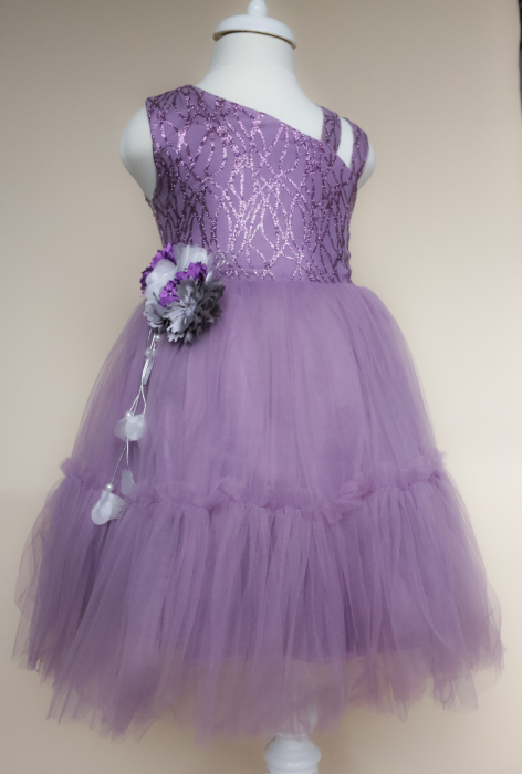 Rochie Elegantă Mov Fetițe 6-13 Ani – Ținută de Ocazie cu Design deosebit [1]