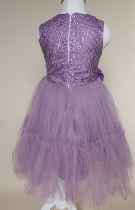 Rochie Elegantă Mov Fetițe 6-13 Ani – Ținută de Ocazie cu Design deosebit [2]