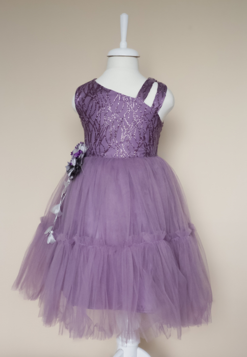 Rochie Elegantă Mov Fetițe 6-13 Ani – Ținută de Ocazie cu Design deosebit [3]
