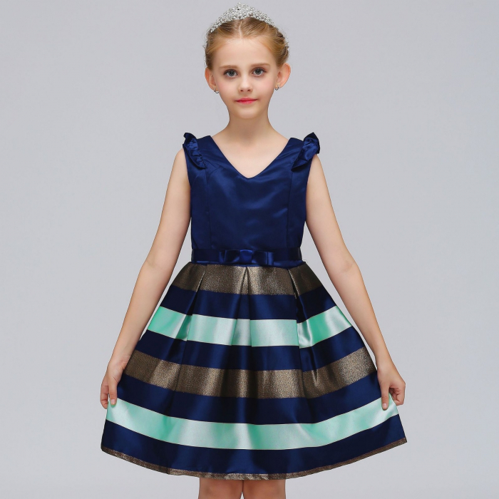 Rochie Albastră Fetițe Elegantă din Satin – Rafinat & Confortabil [1]