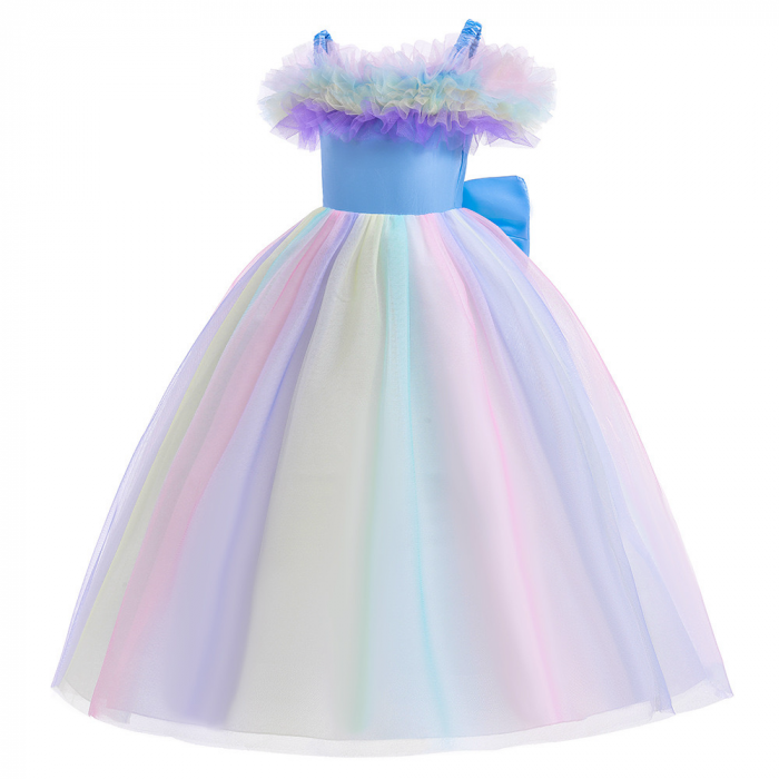 Rochie Frozen lungă fetițe – satin și tull, stil prințesă [1]