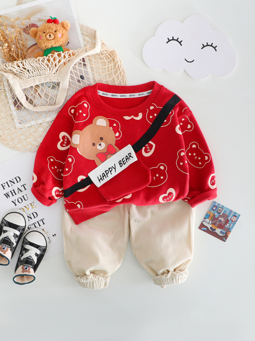 Set Băieți cu Bluza cu Ursuleți & Pantaloni Raiat – Confort și Stil pentru Micuțul Tău [1]
