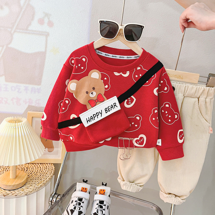 Set Băieți cu Bluza cu Ursuleți & Pantaloni Raiat – Confort și Stil pentru Micuțul Tău [2]