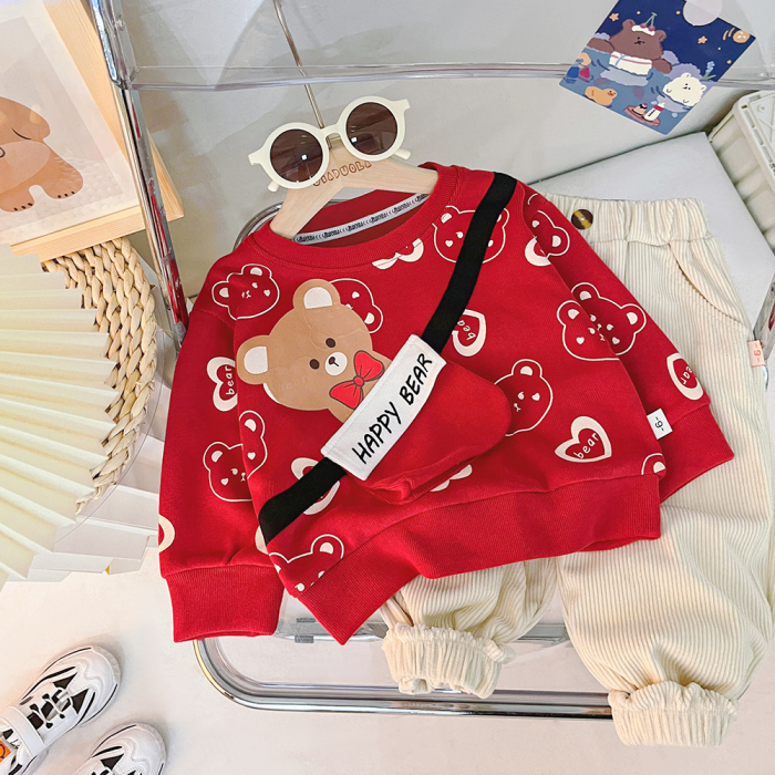 Set Băieți cu Bluza cu Ursuleți & Pantaloni Raiat – Confort și Stil pentru Micuțul Tău [4]