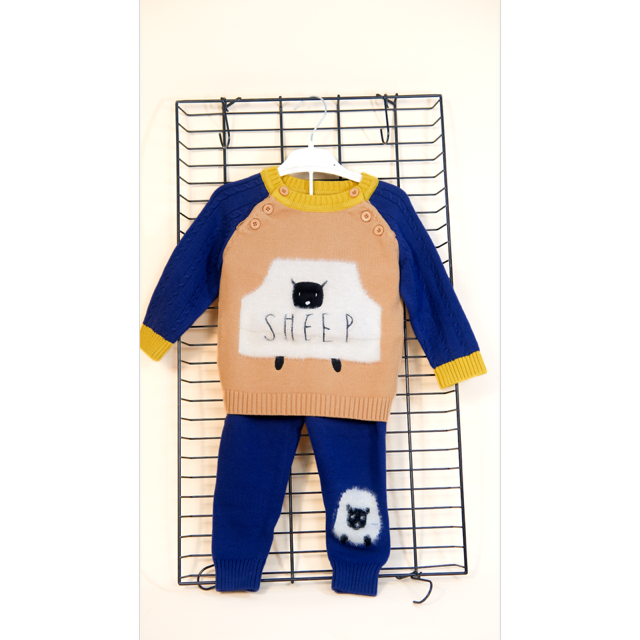 Set Copii Tricotat din Bumbac Moale – Bluză & Pantaloni [2]