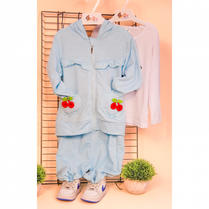 Trening Fetițe 3 Piese – Bluză cu Fermoar, Bluziță & Pantaloni [18]