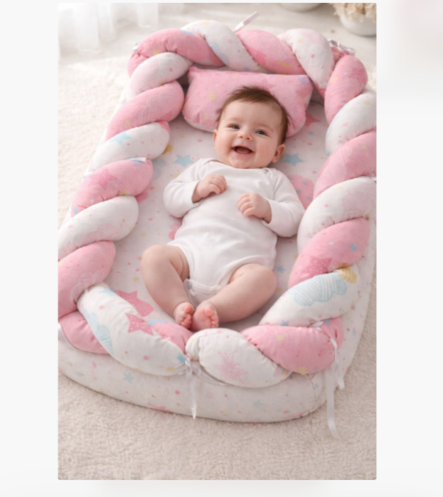 Baby nest, cuib cu perinuta, 81x60 cm, roz [2]