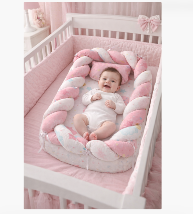 Baby nest, cuib cu perinuta, 81x60 cm, roz [3]