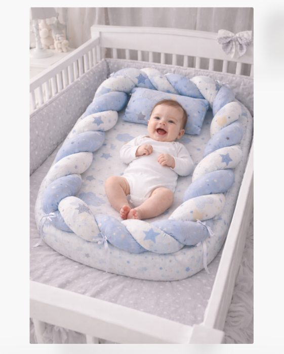 Baby nest, cuib cu perinuta, 81x60 cm, Albastru [2]