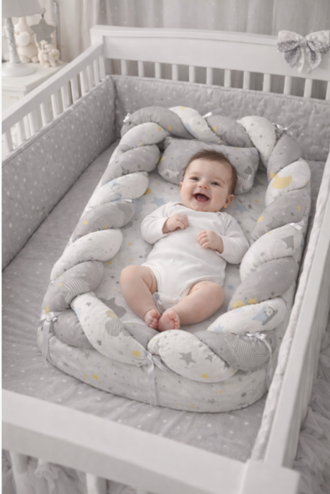 Baby nest, cuib cu perinuta, 81x60 cm, gri [2]