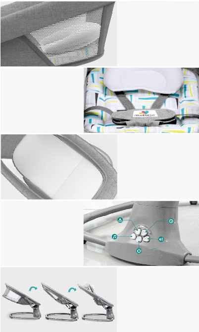 Balansoar electric 3 in 1, cu bluetooth, telecomanda, Mastela [10]