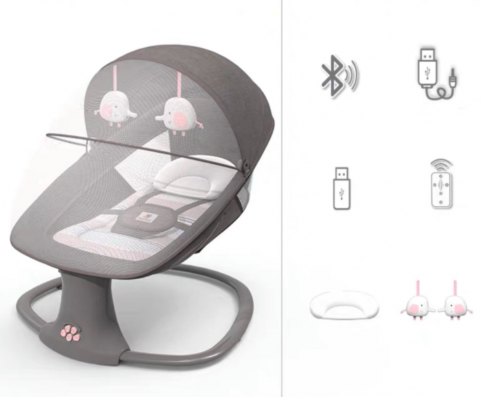 Balansoar electric 3 in 1, cu bluetooth, telecomanda, Mastela [3]