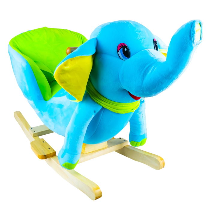 Elefant balansoar pentru bebelusi, lemn + plus, albastru, 60x34x45 cm [1]