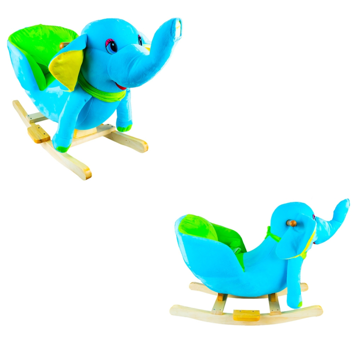Elefant balansoar pentru bebelusi, lemn + plus, albastru, 60x34x45 cm [2]