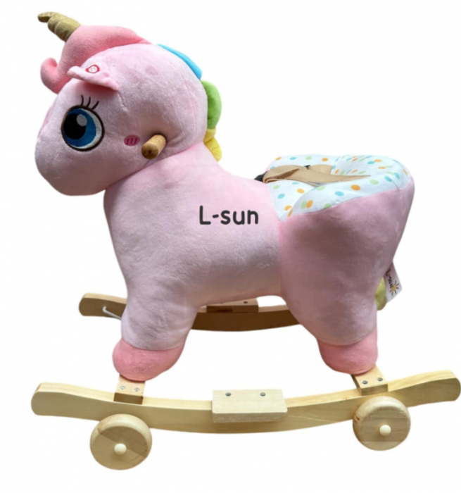 Calut Balansoar, Lemn si Plus, Cu Rotile, cu esarfa, cu lumini si sunete, 61 Cm [5]