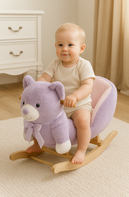 Balansoar Pentru Bebelusi, Lemn + Plus, Mov, Ursulet [2]