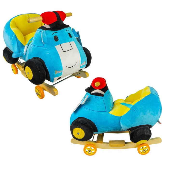 Balansoar Pentru Bebelusi, Masina Politie, Lemn + Plus, Cu Rotile, 60x34x46 Cm [2]