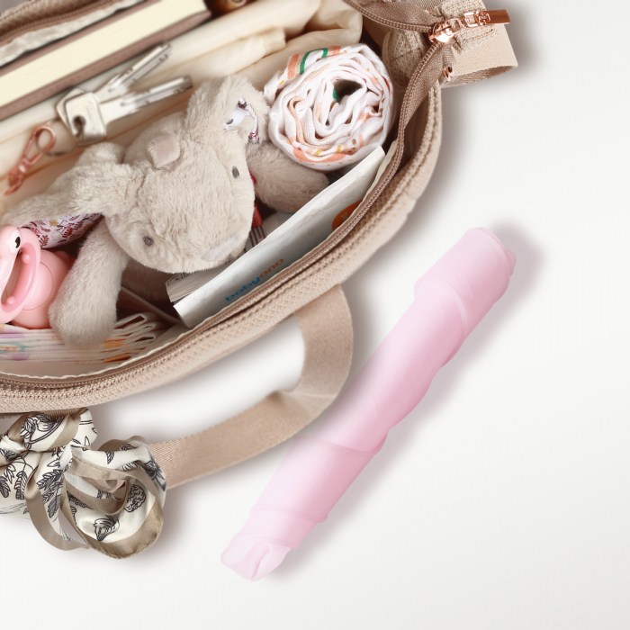 Barbita impermeabila din cauciuc moale si subtire, cu buzunar, peste 6 luni, roz, Babyono [8]