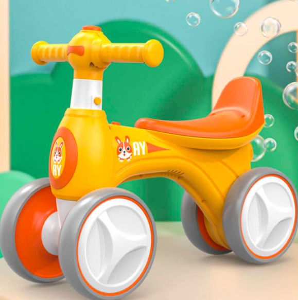 Bicicleta fara pedale, Varsta 1-3 ani, care face balaoane cand merge, cu lumini si muzica, Galben [4]