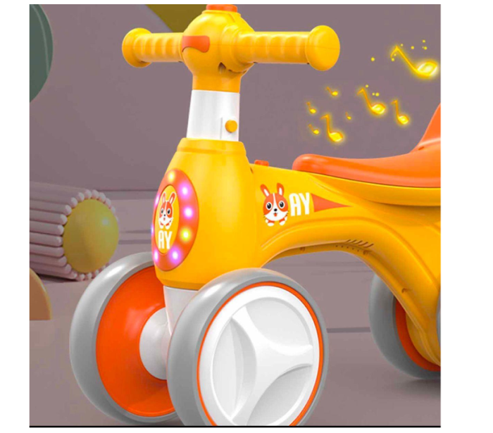 Bicicleta fara pedale, Varsta 1-3 ani, care face balaoane cand merge, cu lumini si muzica, Galben [2]