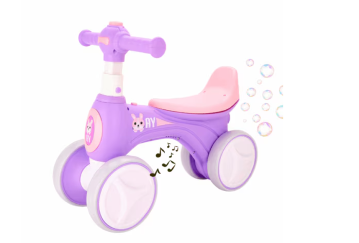 Bicicleta fara pedale, Varsta 1-3 ani, care face balaoane cand merge, cu lumini si muzica, Mov [3]